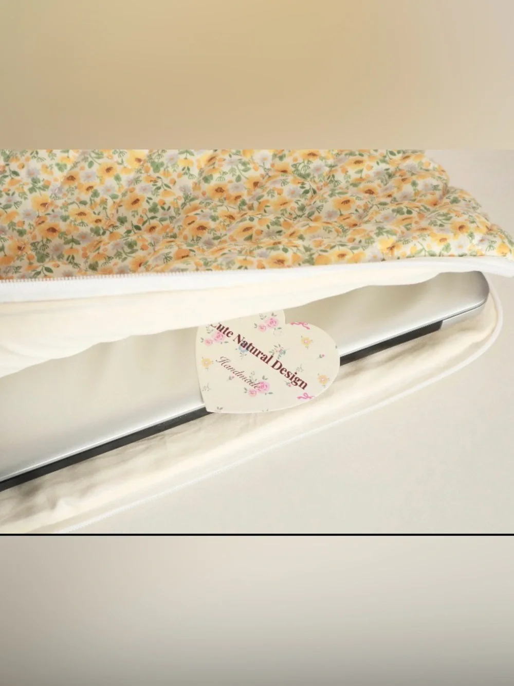 Yellow Floral Quilted Laptop Sleeve